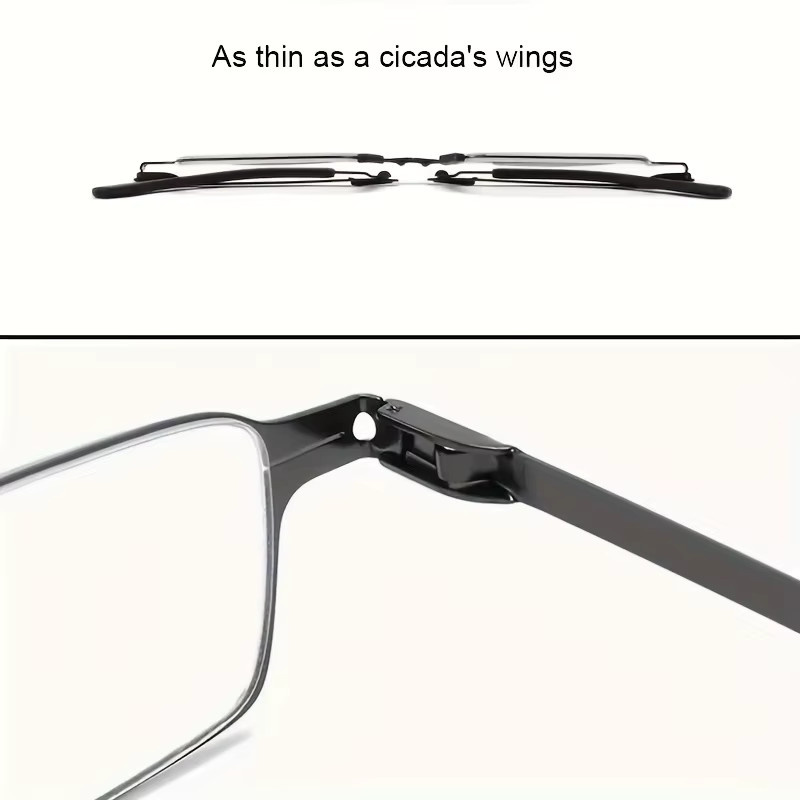 ISENGHUO Lesebrille, Vollrand, rechteckig, Metall, Schwarz, Unisex - Bild 2