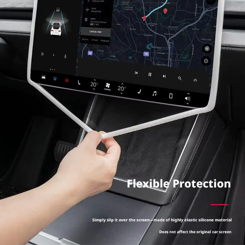 Tesla Bildschirmschutzrahmen und Display-Randabdeckung für Model Y Juniper 2026, Schwarz - Bild 2