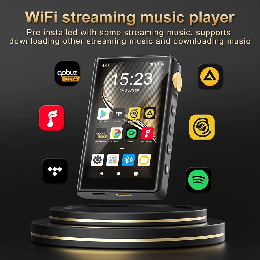 ZAQE HiFi MP3-Player mit Android 12, Bluetooth und WiFi, Hi-Res Audio DSD Musik-Player in Schwarz - Bild 2