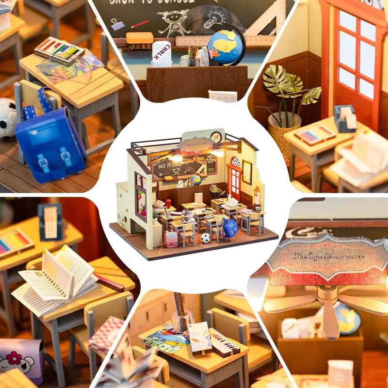 Battoom DIY Mini-Puppenhaus 3D-Holzpuzzle als kreatives Modellbau-Set in Natur und Mehrfarbig mit Werkzeug - Bild 6