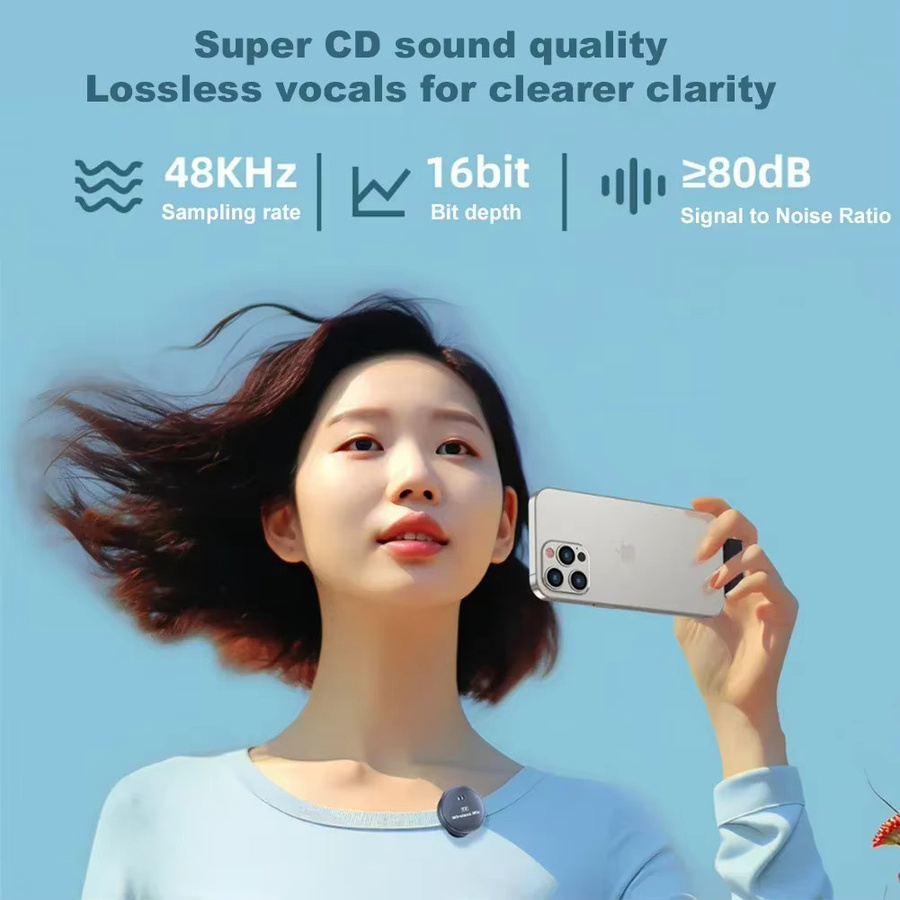 LKLB Kabelloses Lavalier-Ansteckmikrofon für iPhone, iOS und Android mit USB-C, Schwarz - Bild 4
