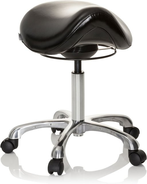 hjh OFFICE Sattelhocker ORTHO SIT in Schwarz aus Kunstleder ohne Armlehnen - Bild 1