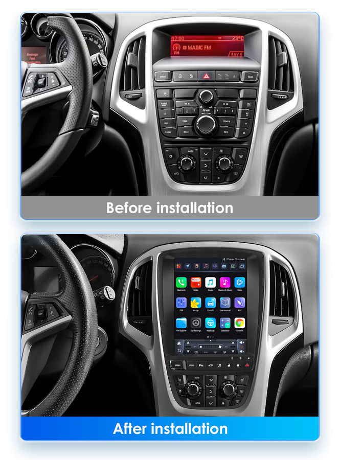 Hizpo Android Autoradio im Tesla-Stil für Opel Astra J und Buick Verano 2009 - 2015 mit GPS-Navigation und Carplay in Schwarz - Bild 2