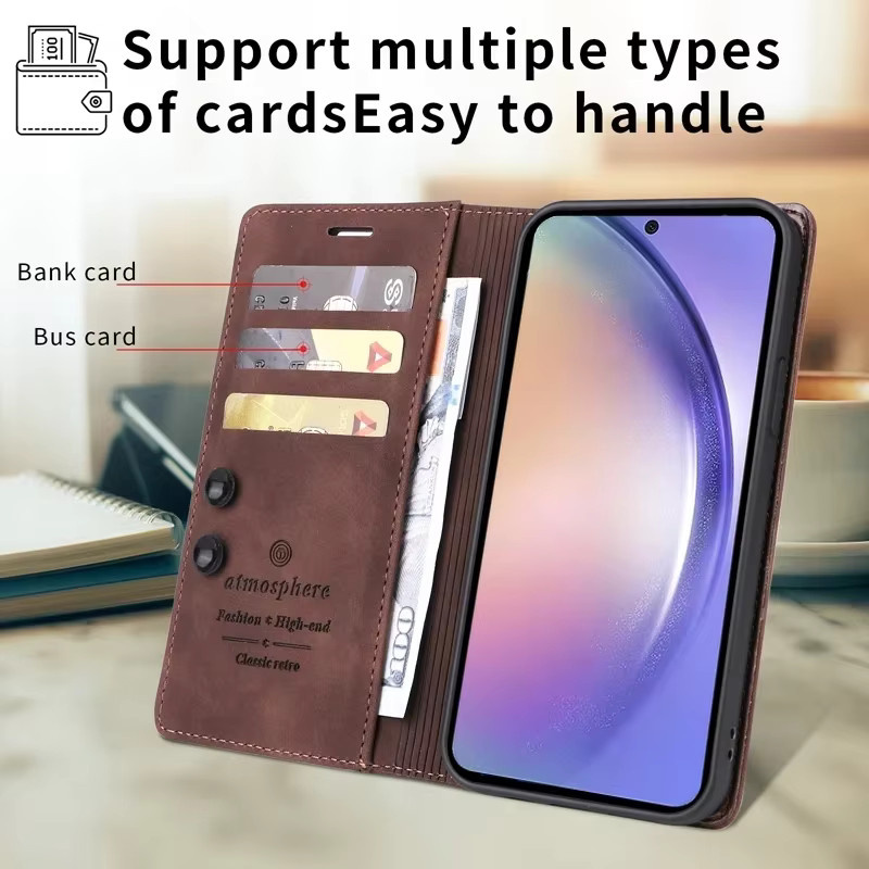 Leder Brieftasche Flip Book Cover für Samsung Galaxy A-Serie in Rot - Bild 2