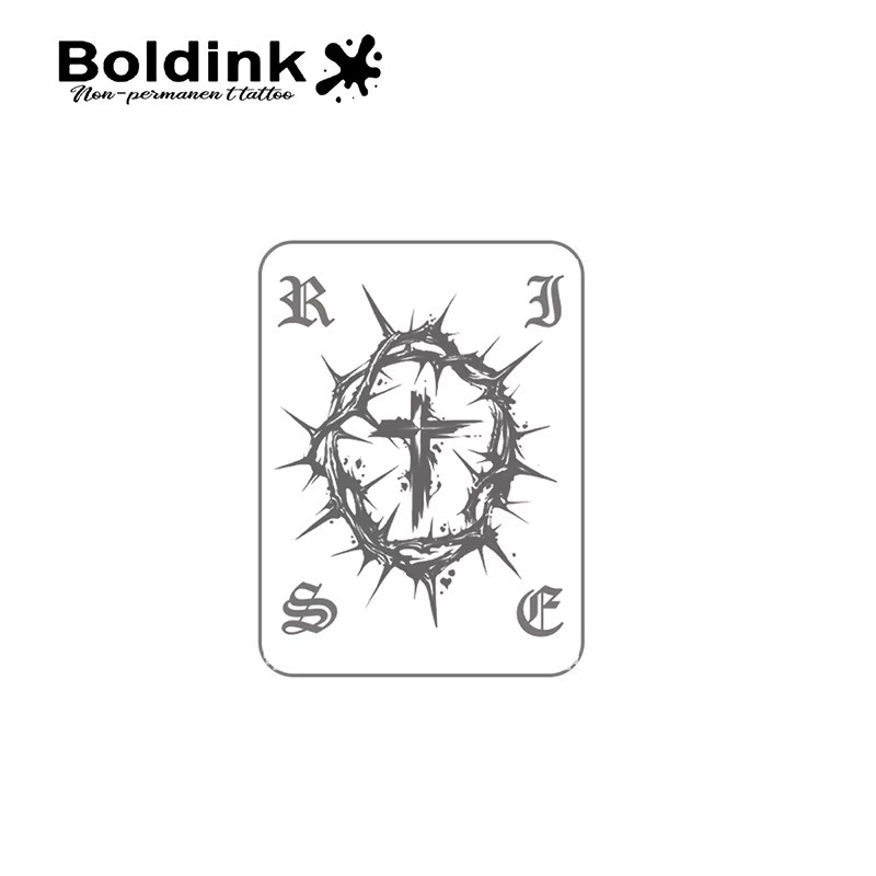 Boldink Cross On A Man's Hand Temporäres Tattoo, Herren - Bild 3