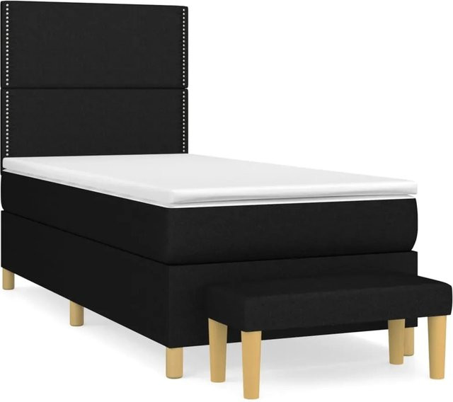 vidaXL Boxspringbett Hybrid mit Matratze und Kopfteil Schwarz B/T/H: 90 x 200 x 128 cm - Bild 1