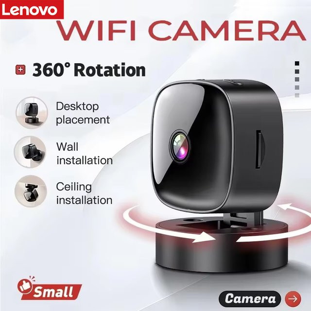 Lenovo S1 Sicherheitsüberwachungskamera in Schwarz mit 1080P HD, WLAN, Bewegungserkennung und 360° Nachtsichtfunktion - Bild 1