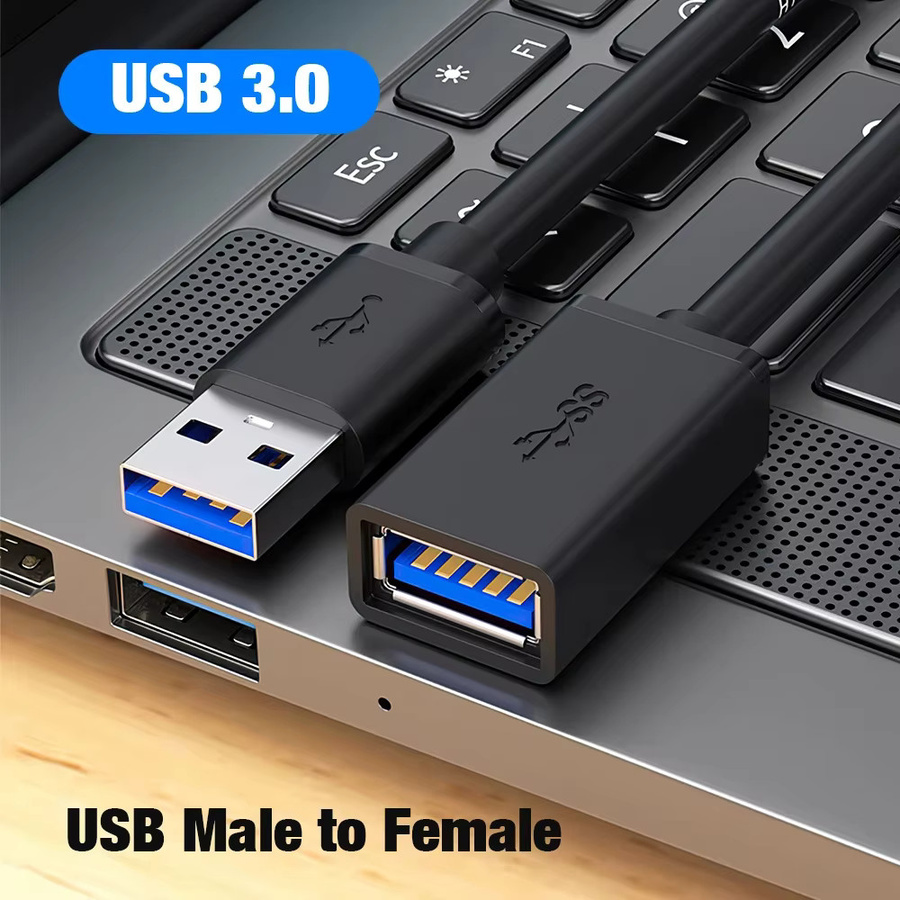 Kebiss USB 3.0 Verlängerungskabel Stecker auf Buchse in Schwarz mit 5 Gbit/s Datentransfer - Bild 2