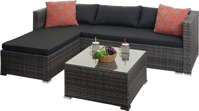 MCW Poly-Rattan Lounge-Set MCW-F57 in Grau mit dunkelgrauen Sitz- und Rückenpolstern - Bild 1