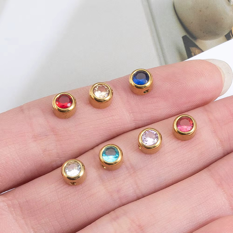 MOONMADE Perlen aus Edelstahl, Strass-Kristall-Inlid, 6 mm - Bild 3