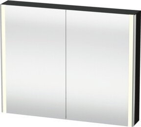 Duravit Universal Spiegelschrank XSquare in Schwarz Hochglanz mit LED-Beleuchtung, Sensor-Schalter und Steckdose für das Badezimmer, B/H/T: 100 x 80 x 15,5 cm - Bild 1