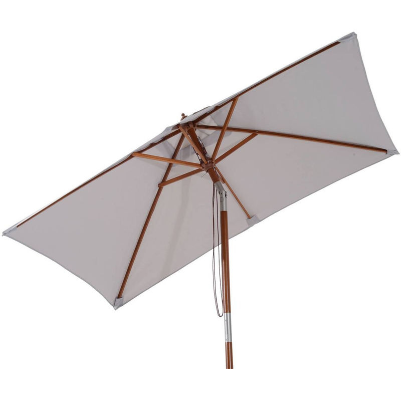 Outsunny Sonnenschirm aus Tannenholz und Bambus mit Polyester, Grau, B/T/H: 150 x 200 x 230 cm - Bild 4