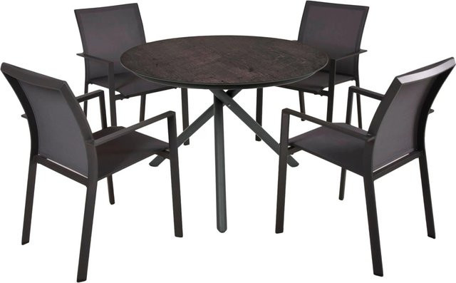 DELUKE Garten-Sitzgruppe HELGA 5-tlg. Gartenmöbel-Set aus Aluminium und Kunststoff in Schwarz - Bild 1