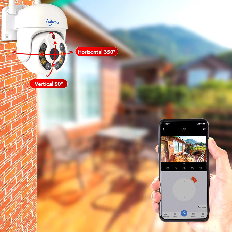 Movols Drahtloses CCTV-System mit 10CH NVR, PTZ WIFI IP Sicherheit Kamera mit Zwei-Wege-Audio und Wasserdichtigkeit, Weiß - Bild 3