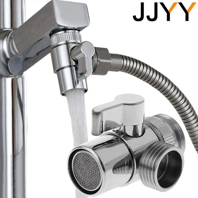 JJYY Wasserhahn-Umstellventil-Adapter in Chrom, Schalter-Adapter zum Anschluss von Waschmaschine, Dusch- und Gartenschlauch - Bild 1
