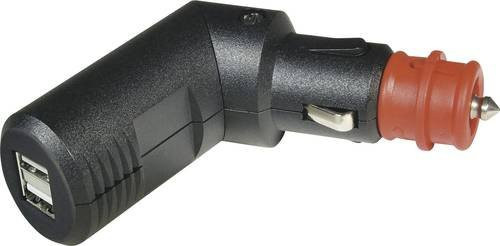 ProCar Winkelbarer 2fach USB-A Ladestecker in Schwarz, 12V zu 5V und 24V zu 5V Adapter mit max. 5A Belastbarkeit - Bild 1