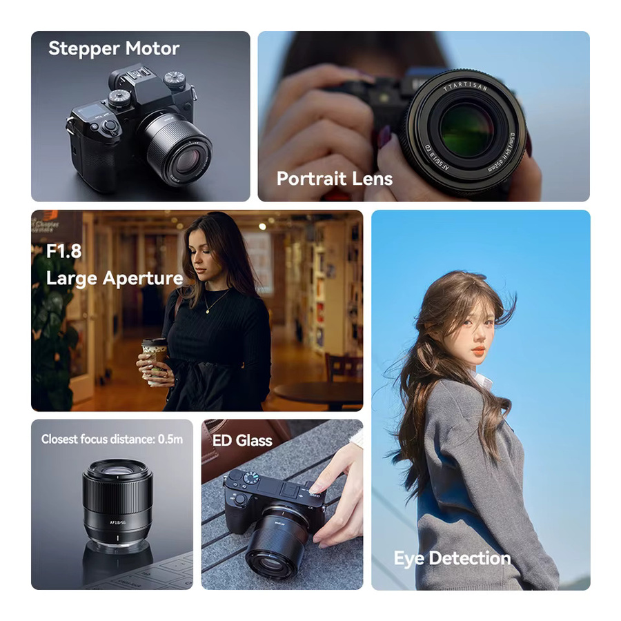 TTArtisan AF 56mm F1.8 Kameraobjektiv für Porträtfotografie, Sony E Anschluss, Schwarz - Bild 5