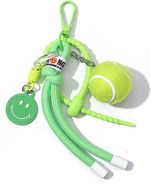 Schlüsselanhänger Tennis Lächeln Gesicht, Nylonseil, Unisex, grün - Bild 1