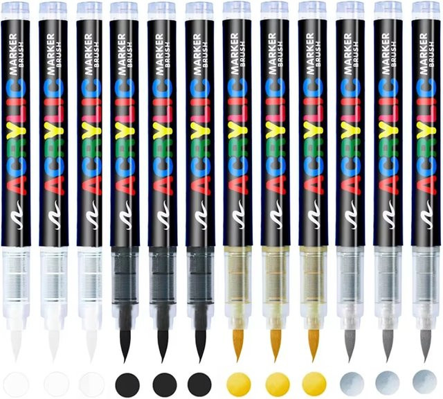 3er Set Acrylmarker in Mehrfarben und Weiß für DIY-Projekte auf Stein, Glas, Holz und Leinwand - Bild 1