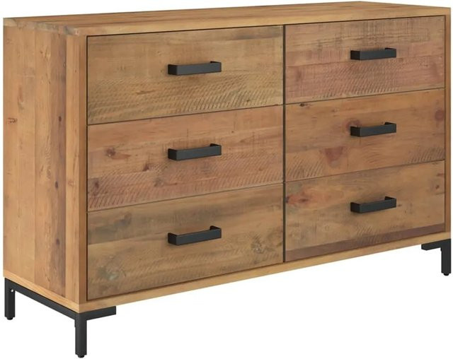 vidaXL Sideboard aus Kiefer Massivholz und Metall in Braun im Industrial Design B/H/T: 110 x 70 x 35 cm - Bild 1
