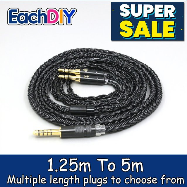 EachDIY 16-adriges 7N OCC Kopfhörerkabel in Schwarz für Hifiman Sundara Ananda HE1000se HE6se HE1000v2 HE400se Arya He-35x - Bild 1