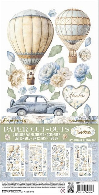Stamperia Paper Cut-Outs Timeless in Blau, Beige und Multicolor - Bild 1