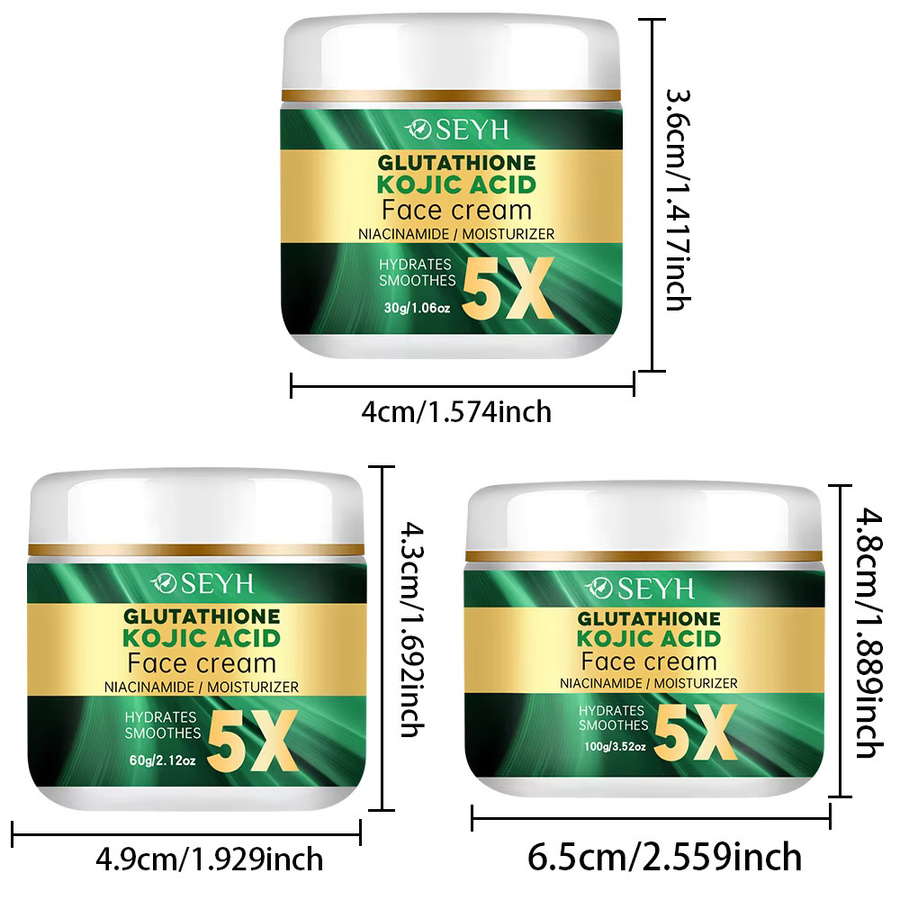 SEYHZE 5X Hydrating Glutathione Kojic Acid Moisturizing Cream, Kollagen, Hyaluronsäure, Unisex - Bild 3