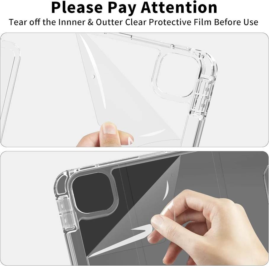 Transparente Kristall-Tablet-Hülle mit Stiftschlitz und magnetischem Flip-Stand für Apple iPad Pro 11 (2018/2020/2021/2022) aus PU-Leder in Transparent oder Grau - Bild 4