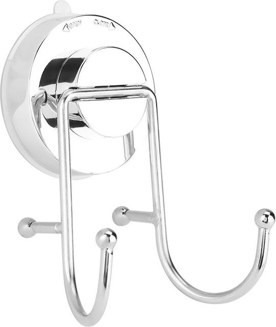 Meterk Doppelhänger Wandhaken aus Edelstahl und ABS mit starkem Saugnapf in Silber/Chrom für Küche und Badezimmer - Bild 1