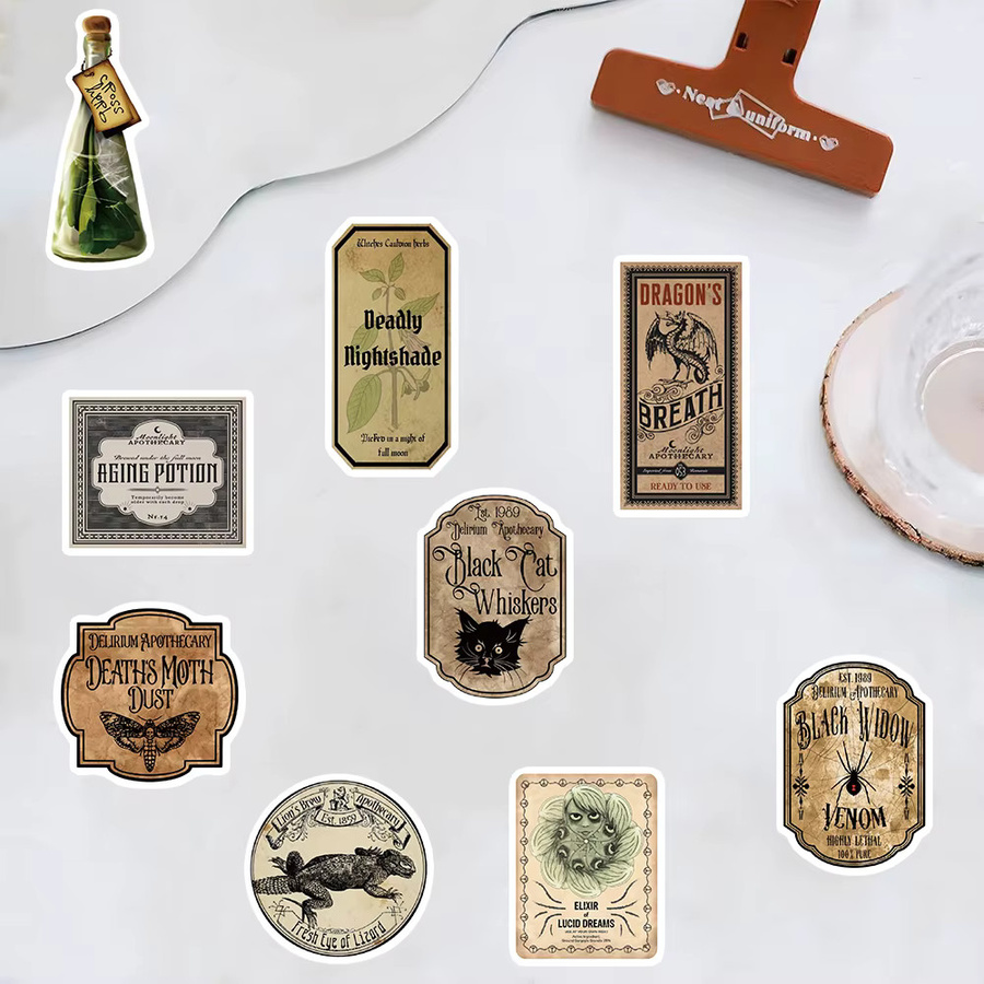 50 Stück Gothic Apotheker Medikamente Aufkleber, wasserfeste Sticker für Laptop, Skateboard und Gepäck, Mehrfarbig - Bild 3