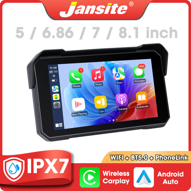 Jansite Digitales Motorrad-Dashboard mit CarPlay und Android Auto sowie GPS-Navigation in Schwarz - Bild 1