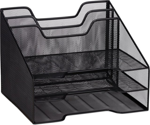 Relaxdays Dokumentenablage aus Stahl mit 5 Fächern für A4, Schwarz, B: 24 cm, T: 32 cm, H: 29 cm - Bild 1