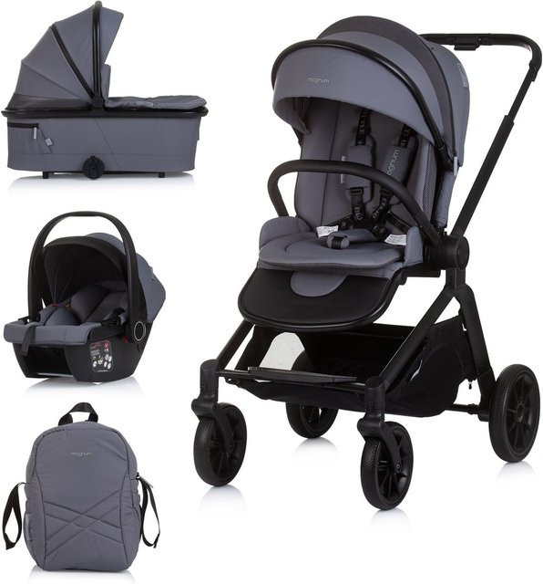 Chipolino Kombikinderwagen Magnum 3 in 1 mit Babywanne, Sportsitz, Babyschale i-Size in Grau - Bild 1