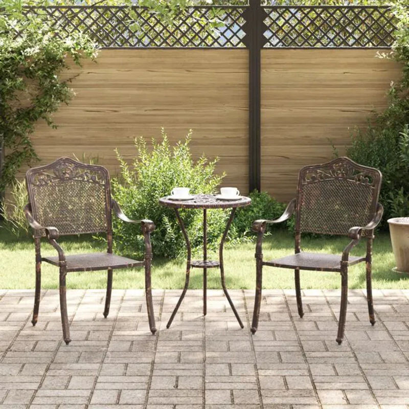 Vidaxl Gartenstuhl Set 2er Pack Aluminium Bronzefarben B/T/H: 55 x 56,5 x 91 cm - Bild 1