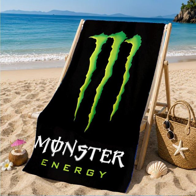 Celest Bazaar A Strandtuch mit Energy-Drink-Logo, Schwarz, B/L: 70 x 140 cm - Bild 1