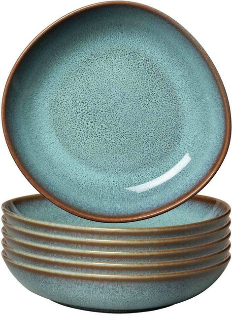 Villeroy & Boch like. Schalen Lave Glacé in Weiß und Türkis, 6er Set, Durchmesser: 21 cm - Bild 1