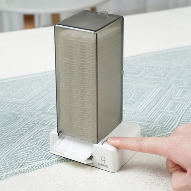 Alloet Wandmontierter quadratischer Press-Out-Halter für Kosmetikpads in Grau und Transparent aus Kunststoff - Bild 1