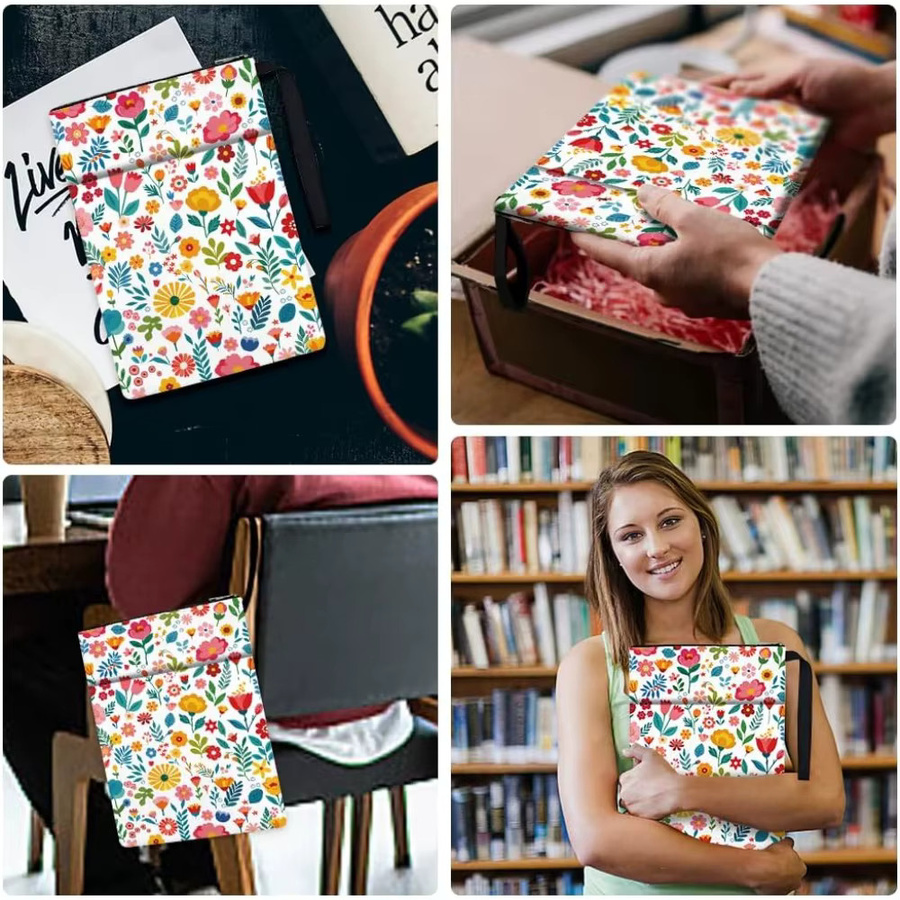 Bunter Bücherbeutel mit Blumendruck und Reißverschluss sowie Vordertasche, Multicolor, Breite: 34,04 cm, Höhe: 24,00 cm - Bild 5
