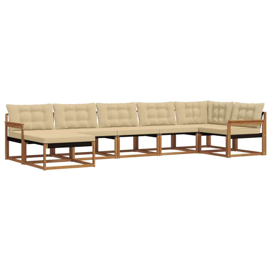 vidaXL Outdoor-Sofagarnitur aus Massivholz Akazie in Natur und Beige, 21-teiliges Gartenmöbel-Set mit Polstern und Textilene-Elementen für Terrasse und Garten - Bild 2