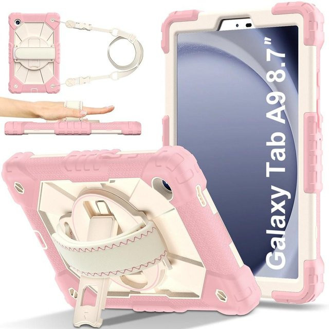 Samsung Galaxy Tab A9 SM-X110/X115 Schutzhülle aus Silikon und PC in Pink für 8,7 Zoll Tablet - Bild 1