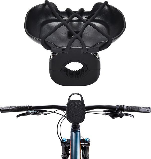 ALLOYSEED Universelle Fahrrad-Lautsprecherhalterung mit verstellbarem Gurt in Schwarz für JBL CLIP 5 und JBL CLIP 4 Lautsprecher - Bild 1