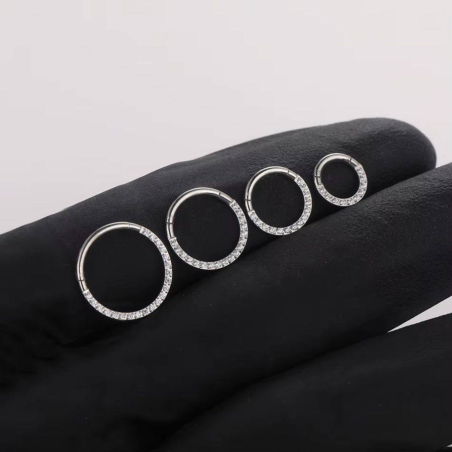 SWANJO Piercing Ring, Edelstahl, Kristall, Unisex, 6-12mm - Bild 2