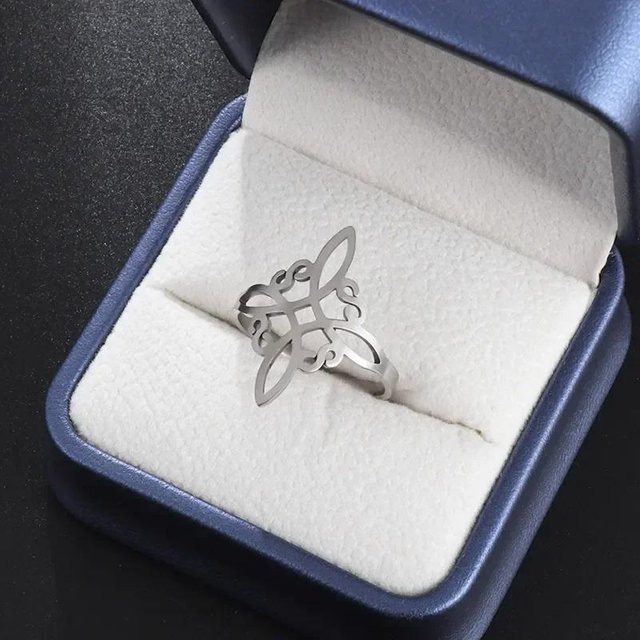 Offener Ring Ayatul Kursi Schriftzug, Edelstahl, Silber, Unisex - Bild 1