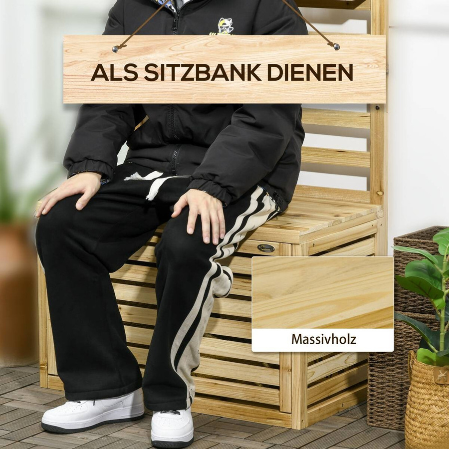 Outsunny Aufbewahrungsbox mit Rankhilfe aus Massivholz in Braun und Beige, B/T/H: 80 x 45 x 160 cm - Bild 2
