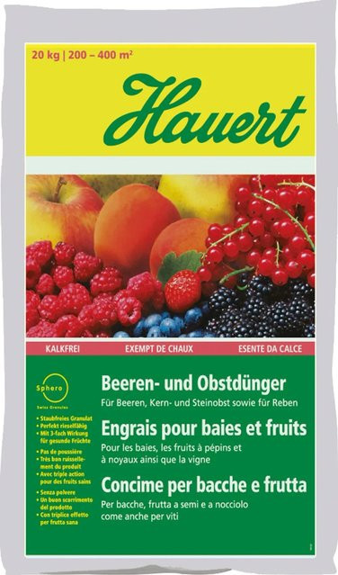 Hauert Beeren- und Obstdünger Granulat für Beeren, Kern- und Steinobst sowie Weinreben, 20 kg - Bild 1