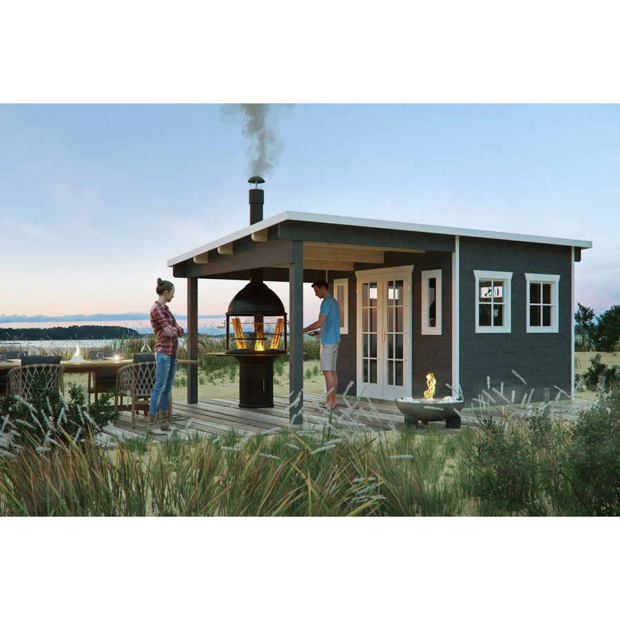 Skan Holz Gartenhaus Dilbeek Blockbohlenhaus aus Fichtenholz mit Pultdach in Schiefergrau B: 513 cm, H: 380 cm, T: 320 cm - Bild 2