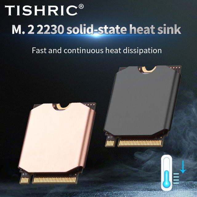 TISHRIC M2 SSD-Kühler aus Kupfer mit Silizium-Wafer für NVMe M.2 2230 Solid-State-Laufwerke in Braun und Rot - Bild 1
