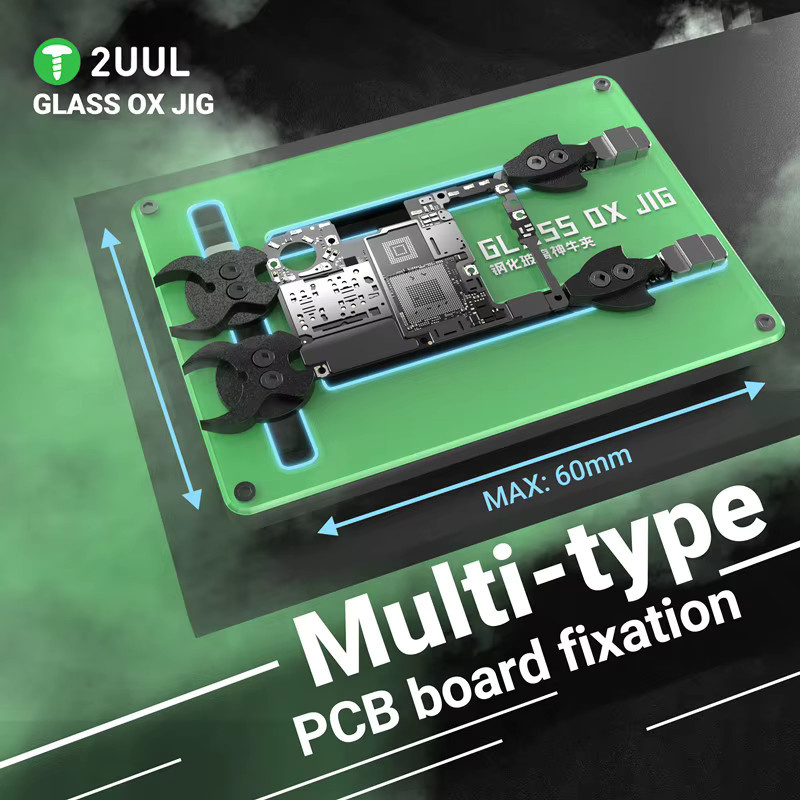 2UUL BH21 PCB-Halter aus hitzebeständigem Glas für die Mobiltelefon-Reparatur und Motherboard-Lötung, transparent - Bild 4