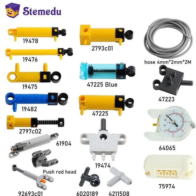 Stemedu MOC Technischer Schlauch, Luftpumpe, Tank, Schubstange, Schalter, Kolben, Pneumatische Teile, Zubehör - Bild 1