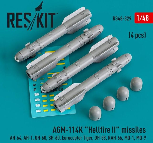 ResKit Models AGM-114K Hellfire II missiles, 4-teiliges Set, 1:48 - Bild 1